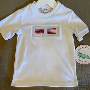 AMERICAN FLAG BOYS white t shirt